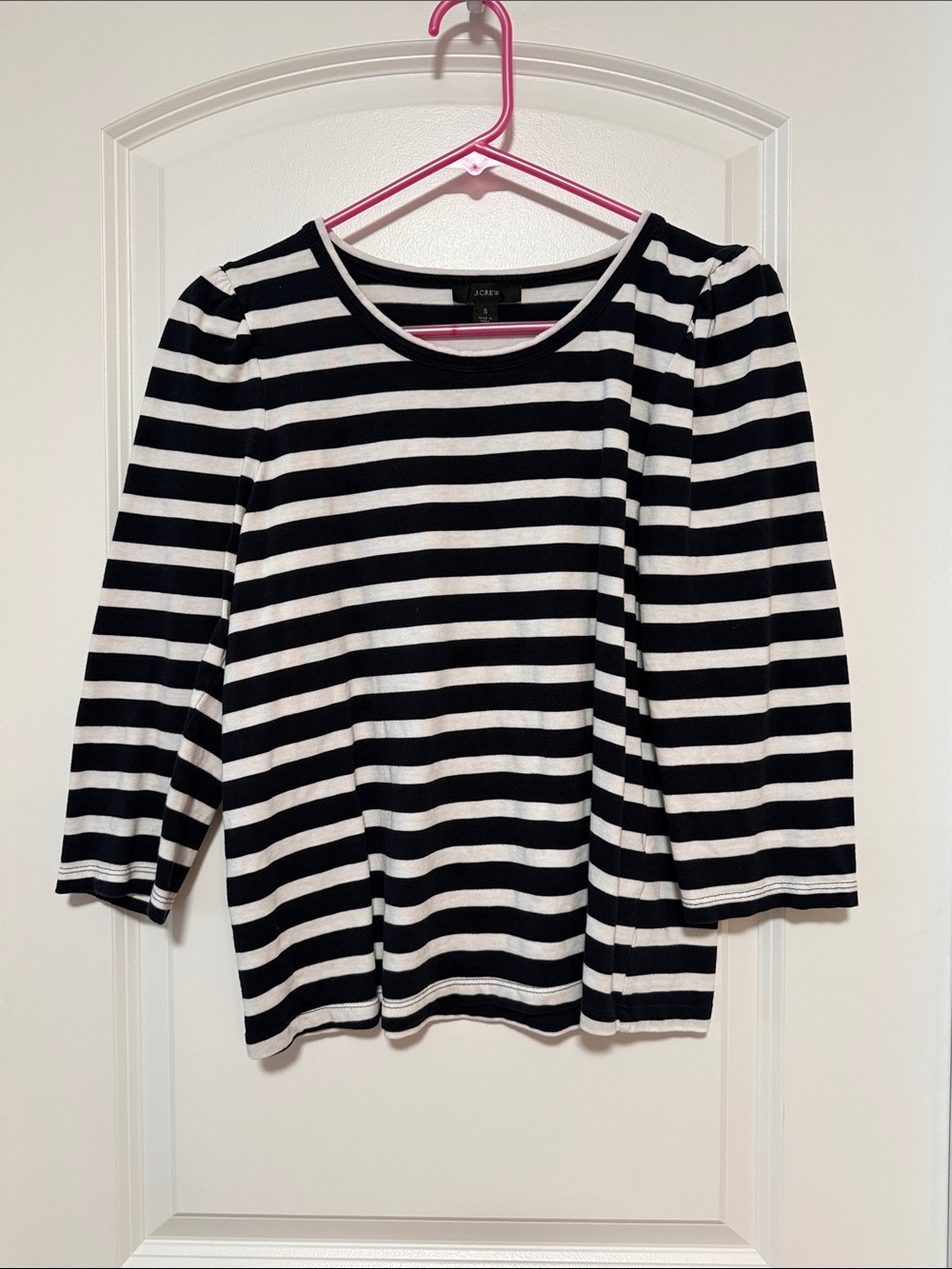 J. Crew Navy and White Striped Women’s Boatneck Top